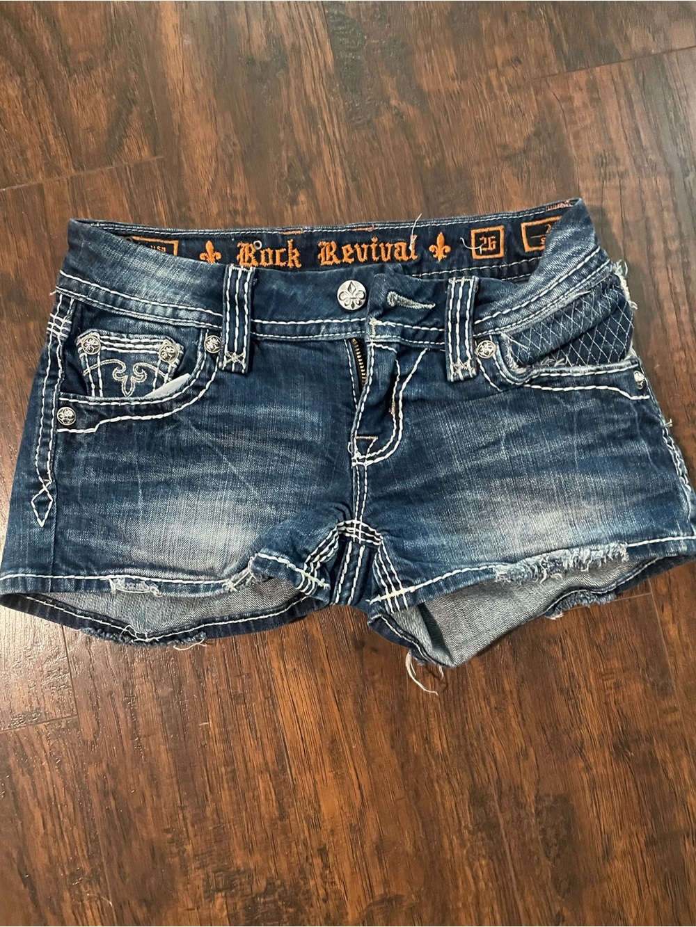 Rock Revival Dark Blue Distressed Women's Denim Cutoff Shorts